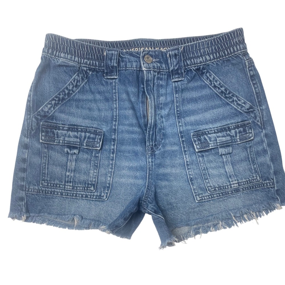 American Eagle High Rise 90s Boyfriend Cargo Denim Shorts Women's 8